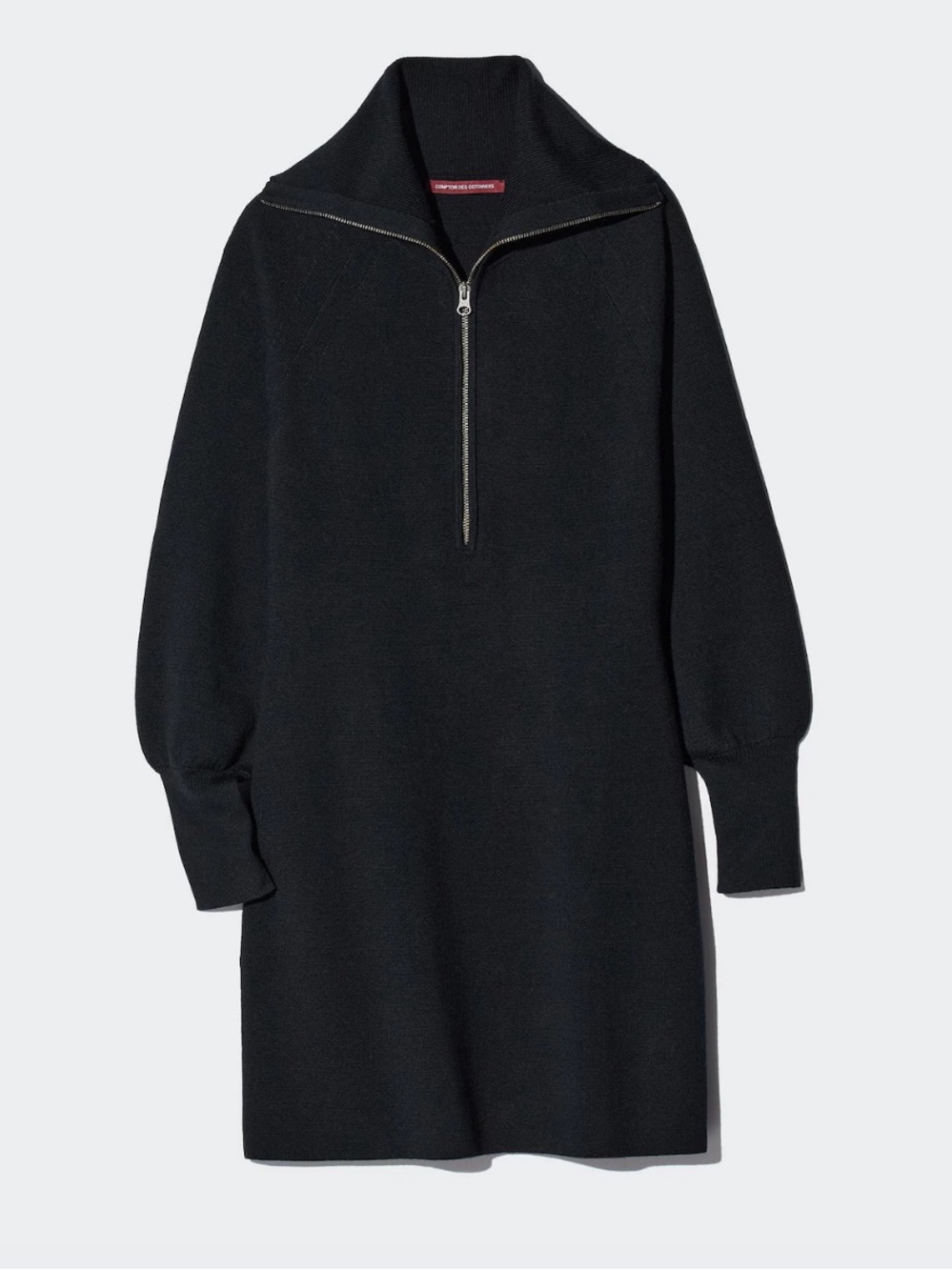 Comptoir des Cotonniers 100% Wool Black Zip Neck Sweater Dress M